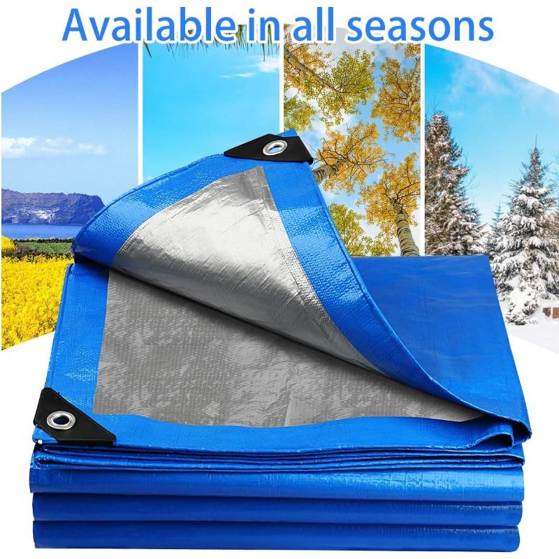 2 m x 6 m rugged waterproof canvas thickness 110 g/m² with reinforced eyelets, for versatile outdoor use, Blue