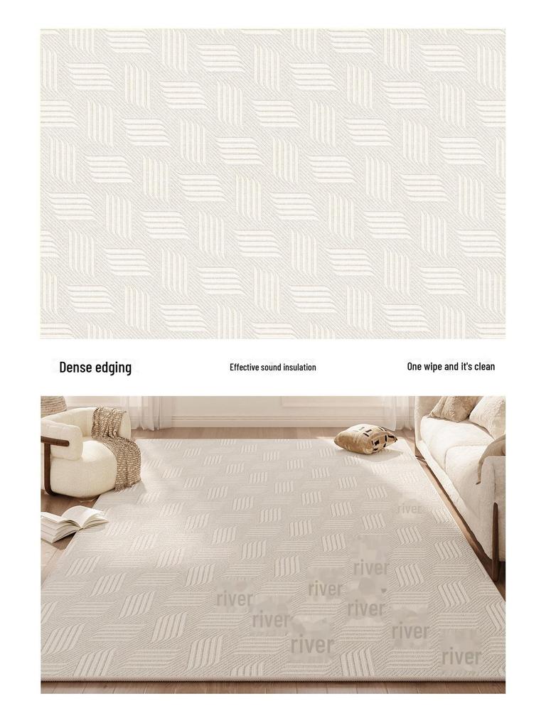 2024 Роскошный бархатный водонепроницаемый ковер для гостиной - не требует стирки, однотонный, простой дизайн, напольный коврик