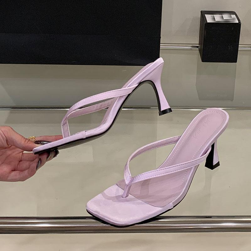 Мода Мода Квадратный Носок Женские Туфли на Высоком Каблуке Сандалии Шлепанцы Обувь Пляжные Женские Слайды Дамские Сандалии на Каблуке Шлепанцы Вьетнамки Обувь