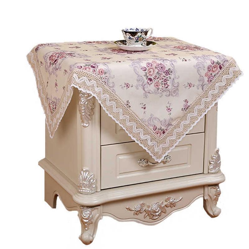 Bedside Table Cover Towel Cover Cloth Small Round Table Coffee Table Cloth Square Microwave Refrigerator Household Cloth Lace Universal Cover Towel
