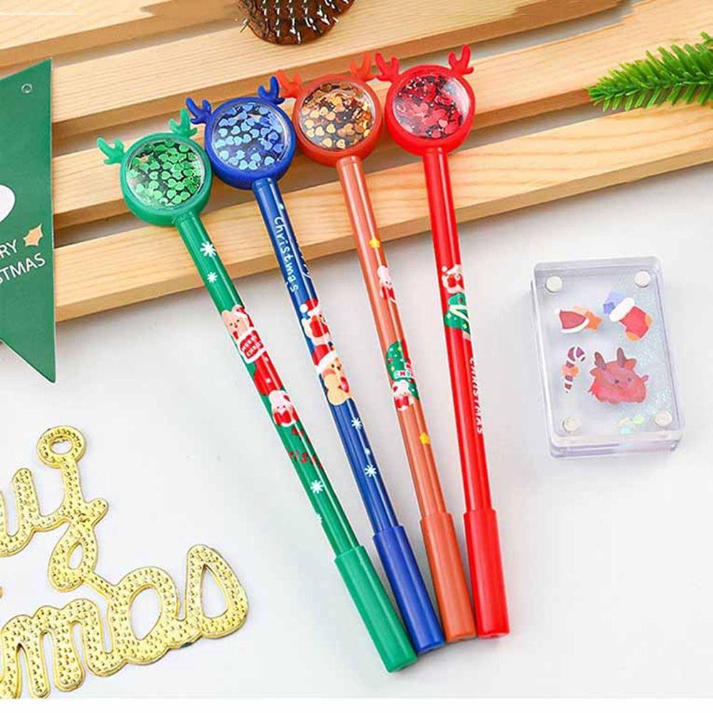 Cartoon Ballpoint 0.5mm Christmas Gel Pens Christmas Stationary Supplies Signing Pen Pressable Pens