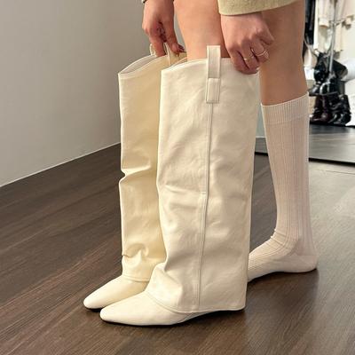 Белые брюки на остром каблуке, ботинки Мартин, женские осенние ботинки Челси в рыцарском стиле