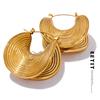 Stylish Unique Stainless Steel Geometric Statement Waterproof Earrings Creative Metal Gold Color Temperament Jewelry Women