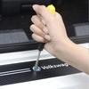 4Pcs Leather Carbon Fiber Car Door Sill Protector Strip Stickers for Volkswagen VW GTI R Line R32 Touareg MK7 Passat Polo Jetta LE8