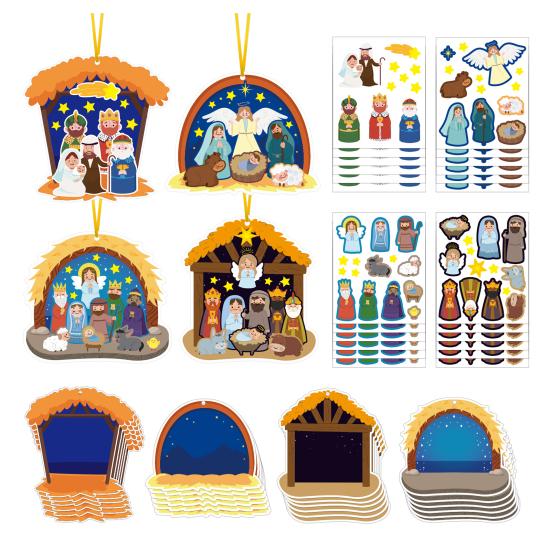 24Pcs DIY Christmas Tree Craft Kit for Kids Art Making Craft with Stickers Make Your Own Christmas Bookmark Xmas Party Favors for Game Activities