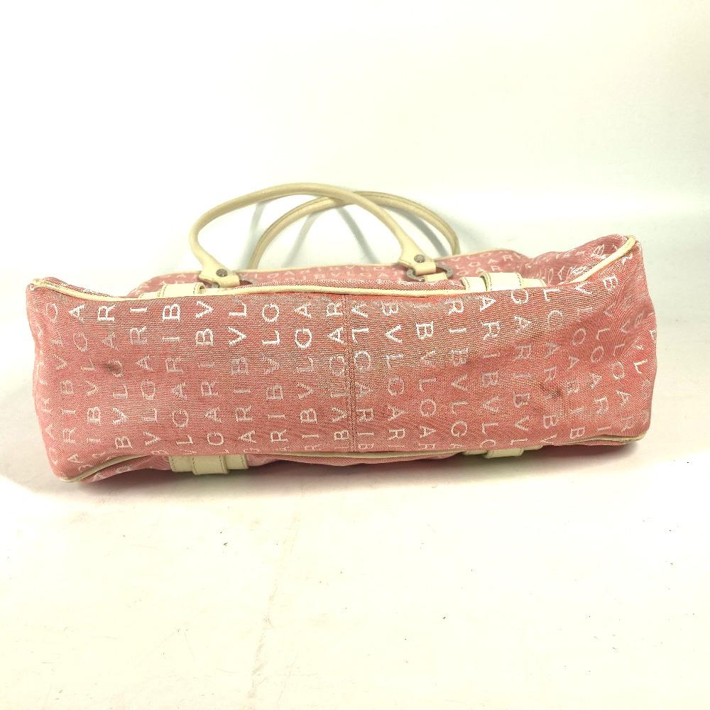 BVLGARI Logo mania Vertical Tote Bag Shoulder Bag Leather/Canvas pink/White
