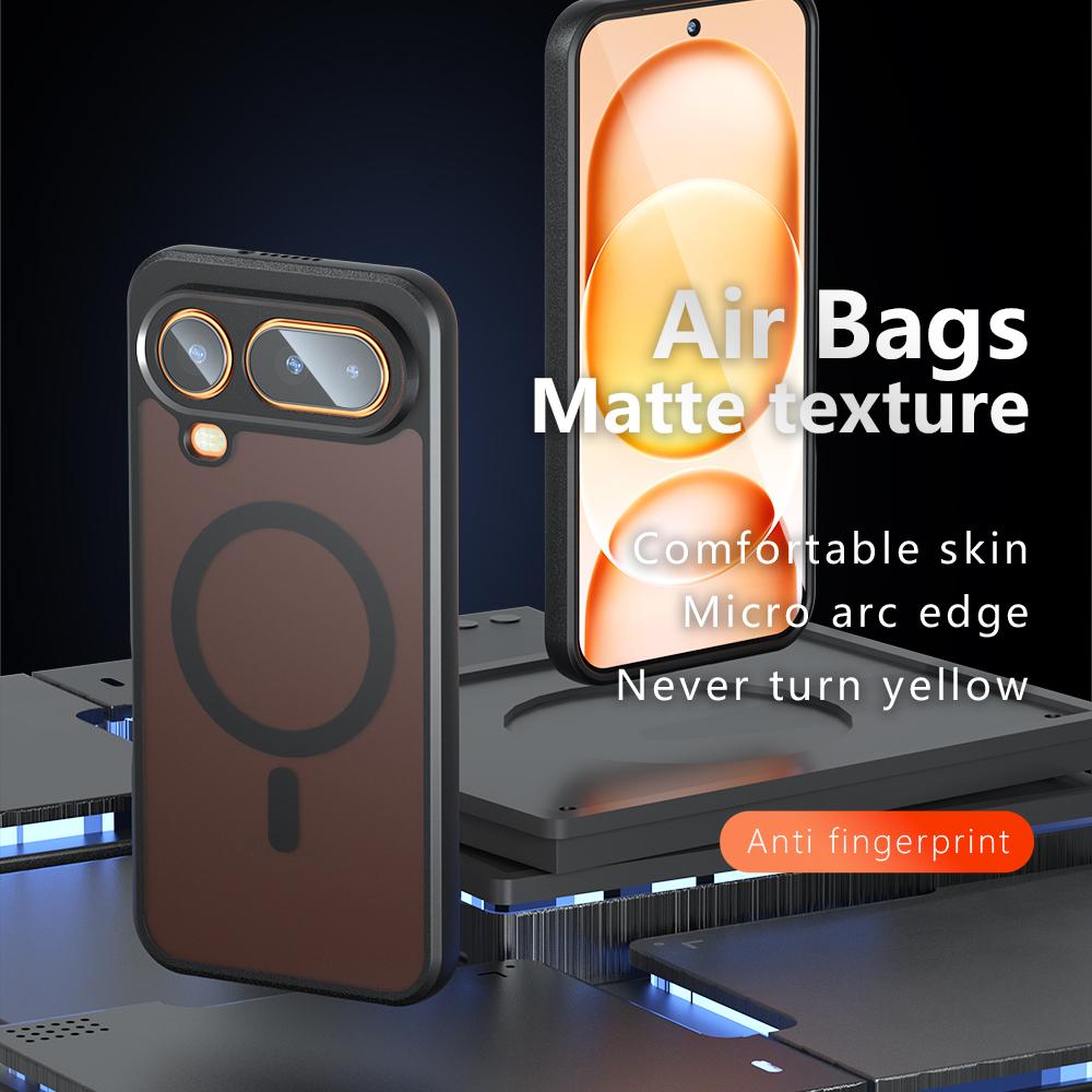 Чехол-бампер Air для Honor Magic 8 Pro, Магнитный, Матовый, Матовый полупрозрачный, С воздушной подушкой, Ударопрочный, Не желтеющий, Защита от отпечатков пальцев