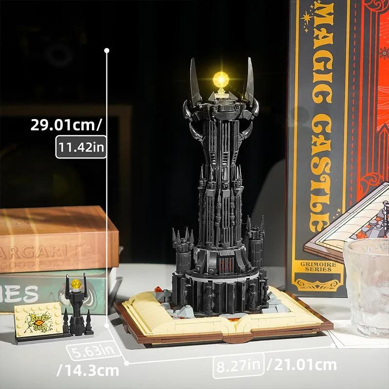Non-Toxic Creative Black Tower Magic Book Building Blocks Book Expert Ideas Bricks Dark Tower With Lights Assembly Children Toy For Kids Gifts