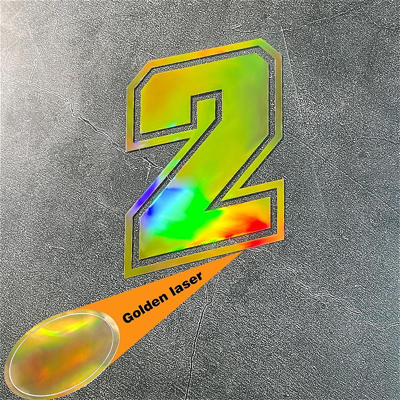 1PC Laser Gold Number 0 To 9 Motorcycle Sticker Waterproof for Motorcycle Helmets Fuel Tanks Car Windows Universal Vinyl Decals