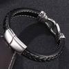 Men Jewelry Braid Leather Bracelet Titanium Stainless Steel Charm Clasp Bangle Party Gifts