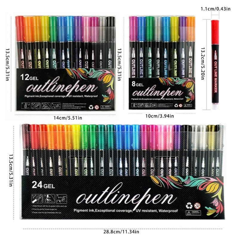 Marker Pen for Smooth Flow Glitter Gel Pen For Drawing Writing On Multiple Surfaces Fade Resistant Art Tools