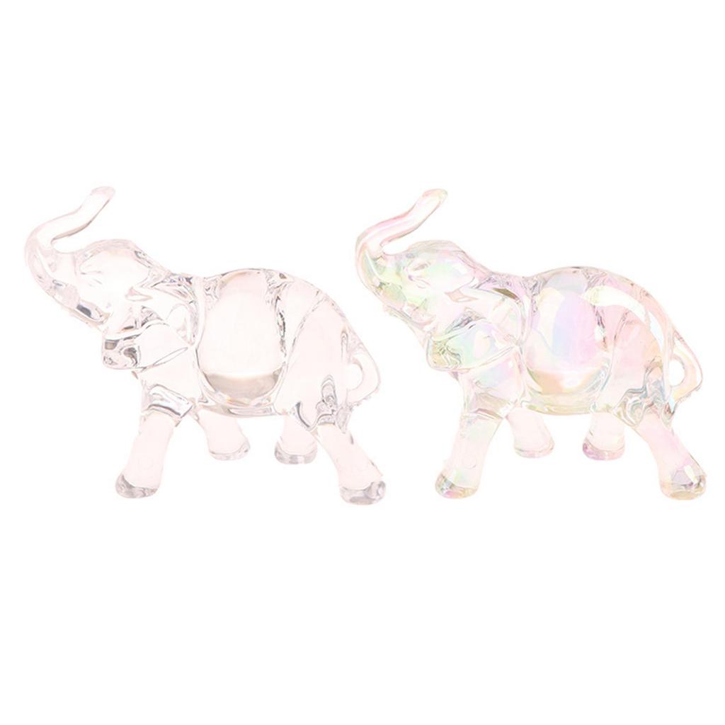 Animal Sculpture Gift for Home Decor Artwork,Elephant Statue Acrylic Figurine Tabletop Ornament for Fireplace Office Desktop