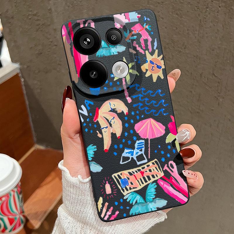 Мультяшный чехол-пенал для отпуска для Xiaomi Redmi Note 14 13 Pro 5G 4G 12 11 Чехол для Xiaomi 14T 13T 11T Pro Силиконовый чехол с текстурой кожи