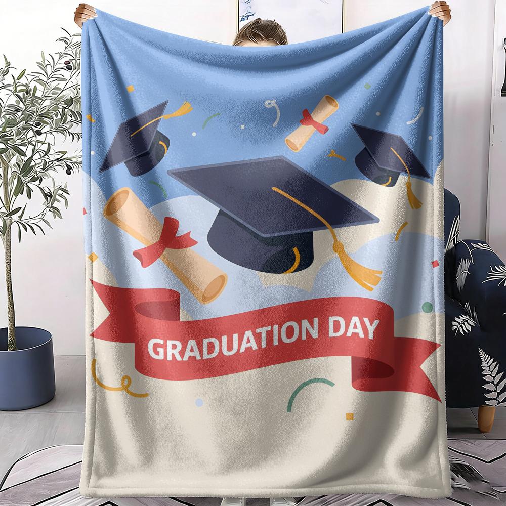 Graduation season Throw Soft Flannel AC Blanket Lightweight Summer Nap Throw Cozy Blanket for Sofa Bed Travel Home