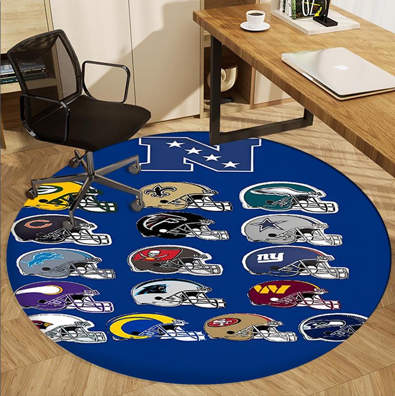 NFL Pattern Round Rug, Indoor/Outdoor Mat, for Picnic, Gameroom, Bedroom, Office, Living Room, Home Decor Carpet, Birthday Gift
