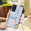 Lanyard Anti-knock Phone Case For TCL 40SE/T610K Dirt-resistant Flower Silicone Protective Ring Oil Painting Shockproof