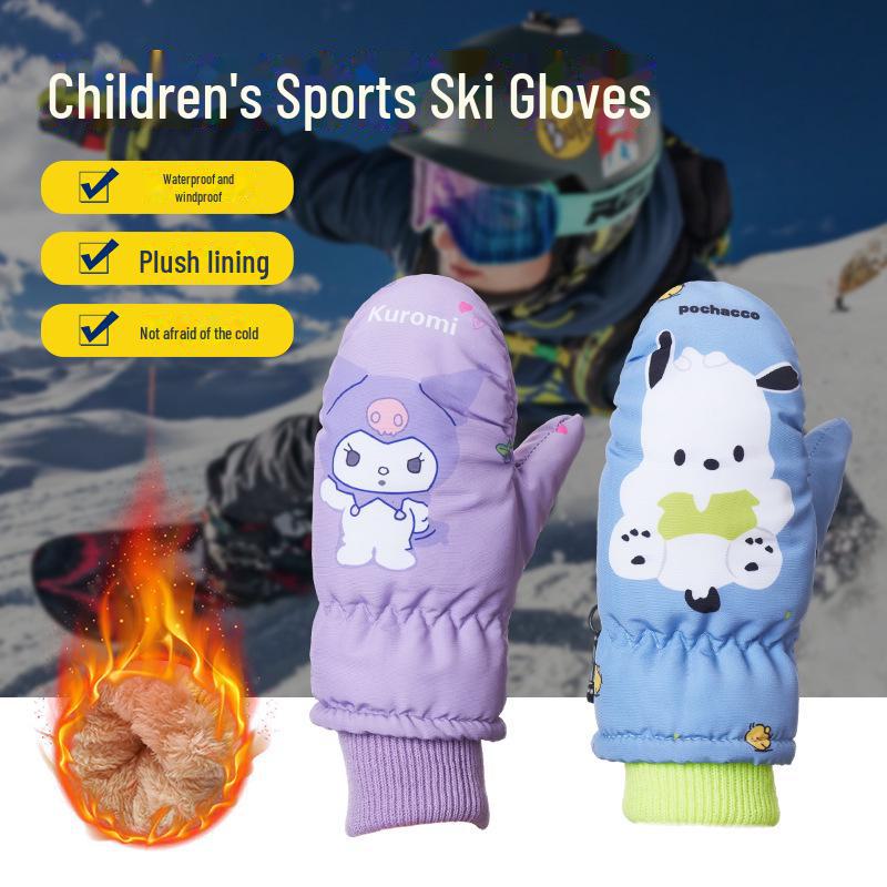 Бархатные лыжные перчатки: Нескользящие, теплые и толстые для детей 2-5 лет