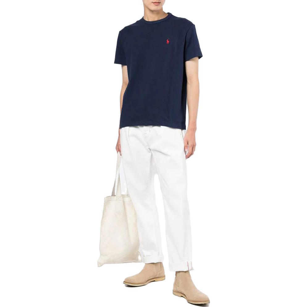 Polo Ralph Lauren SS23 Solid Logo Embroidered Crew Neck Short Sleeve T Shirt Men T Shirt Navy-Blue 710811284-003