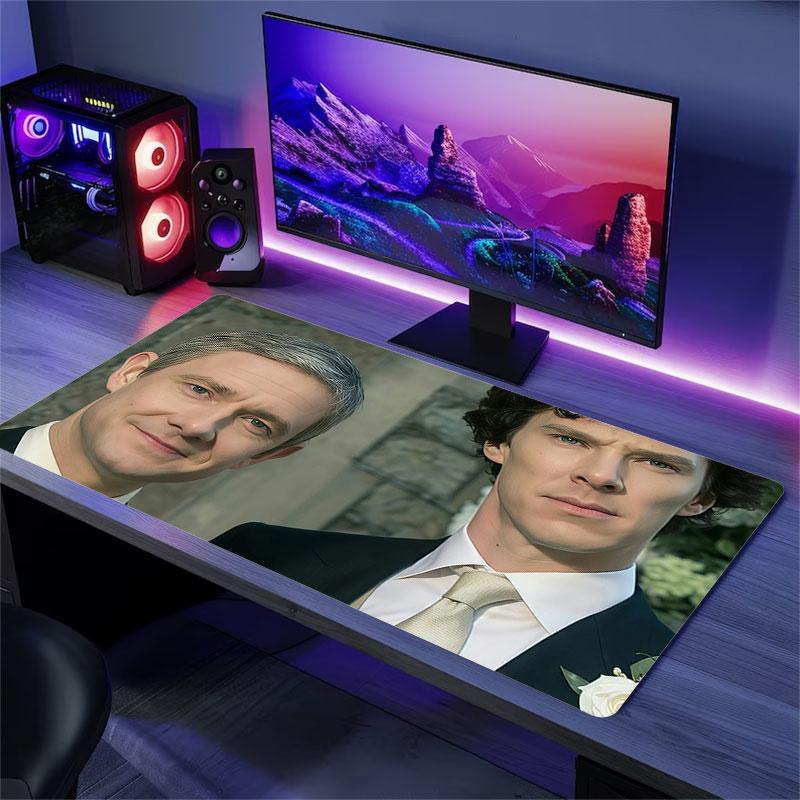 Watson&Sherlock Mouse Pad, Large Gaming Desk Mat, Non-slip XXL Mousepad for Laptop & Tablet, Mini PC Playmat with Stitched Edges