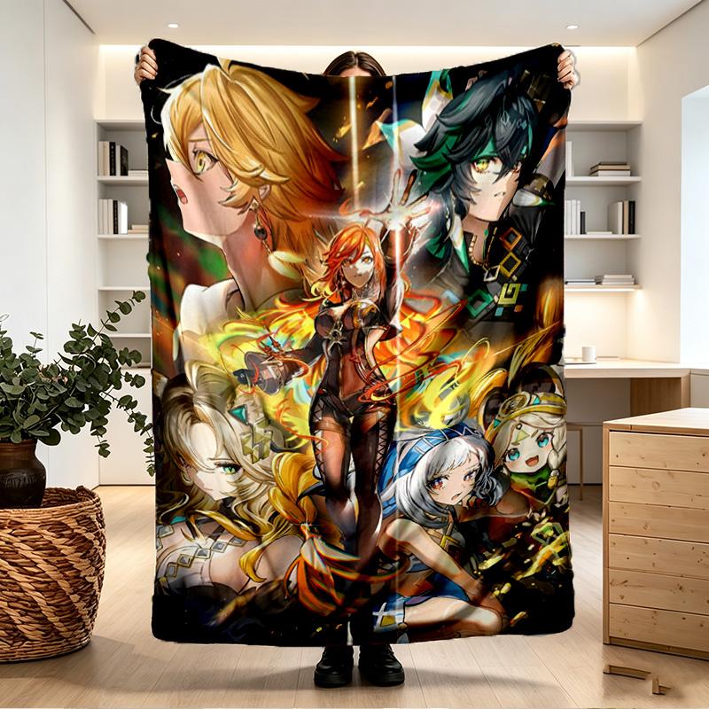 Genshin Impact Print Blanket - Soft & Comfortable, for Bedroom, Travel, Sofa, Home Decoration - Birthday Christmas Gift for Friend