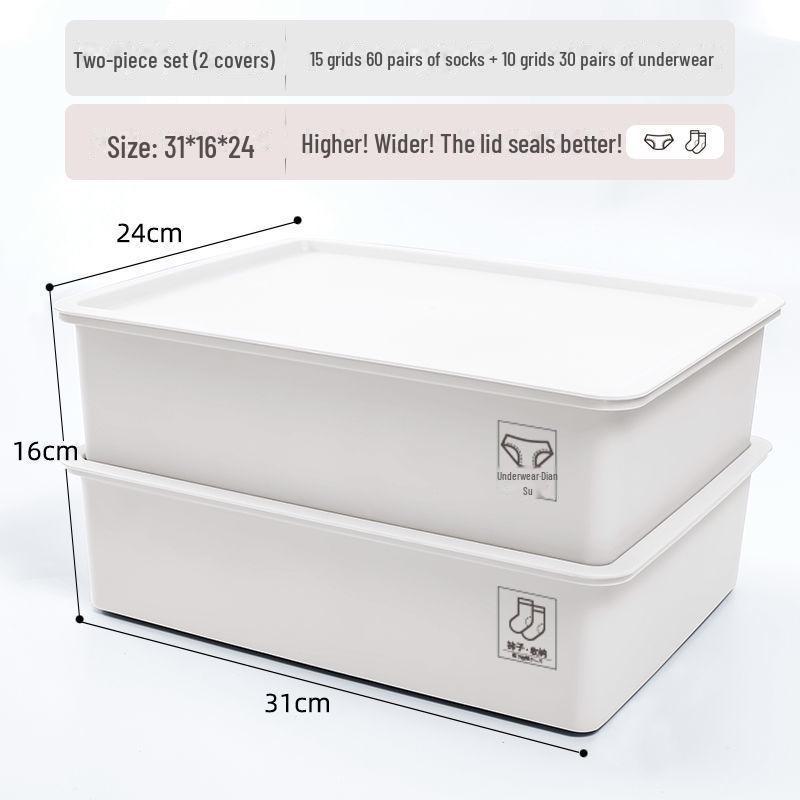 Drawer-Style Underwear and Socks Storage Box with Compartments