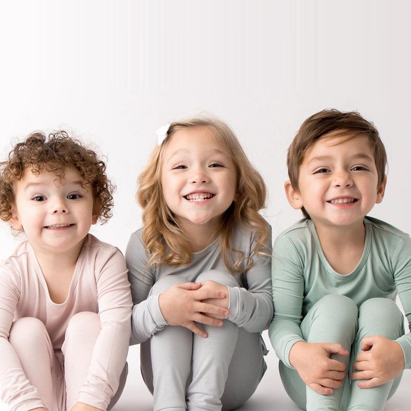 Bamboo Fiber Kids Long Sleeve Pajama Set for Boys and Girls