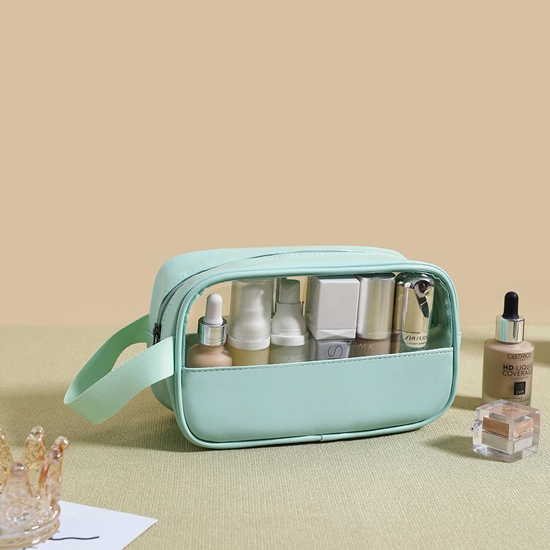 PU Translucent Waterproof Makeup Bag - Large Capacity Travel Bath & Cosmetics Case