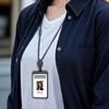 Vertical Double Side ID Badge Holder With Adjustable Neck Lanyard Retractable Anti-Slip Design Work Card Case