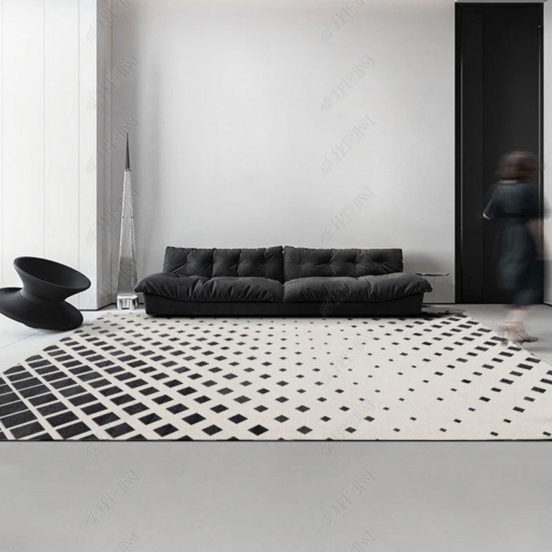 Французский минималистский черно-белый клетчатый ковер для гостиной или спальни