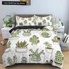 Cactus King Queen Duvet Cover Succulents Bedding Set for Kids Teens Adults Green Botanical Flowers 23pcs Polyester Quilt Cover