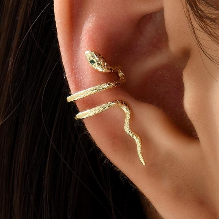 Зажим для ушной косточки в форме змеи, персонализированные серьги без отверстий для ушей, креативный женский дизайн с маленьким животным, трехмерная пряжка для ушей в форме змеи