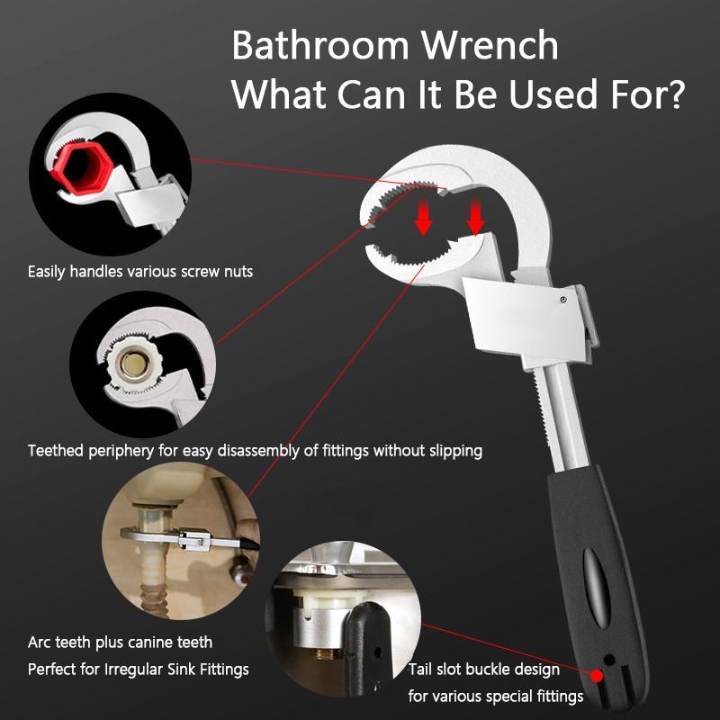 Многофункциональный ключ Регулируемый большой гаечный ключ 80 мм Гаечный ключ Раковина Гаечный ключ Кран Канализационные водопроводные трубы Инструменты для ремонта сантехники