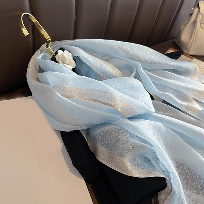 Elegant Embroidered Butterfly Silk Scarf For Women Lightweight Polyester Hijab Shawl Wrap Stole Accessory Gift