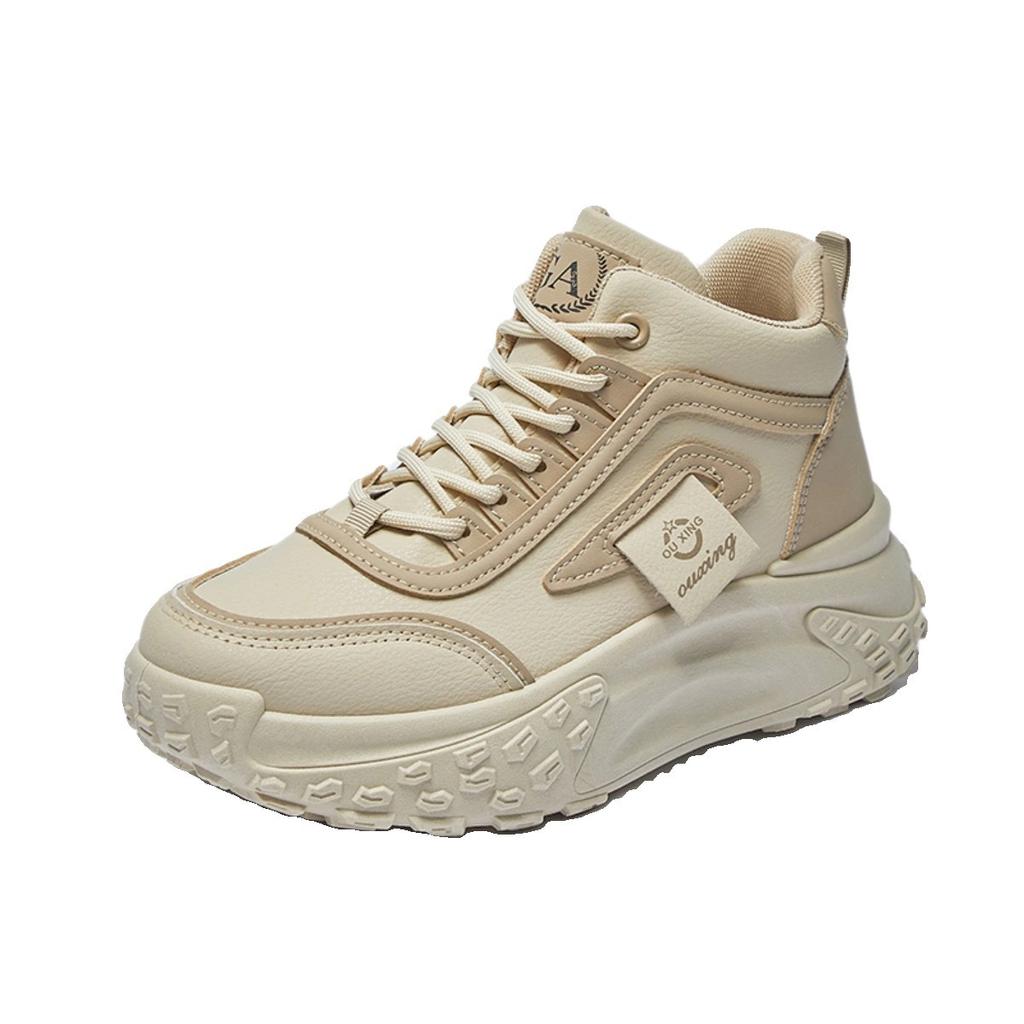 Туфли из кожи с высоким голенищем и толстой подошвой Модный тренд Универсальная осенняя женская обувь Обувь для папы Студенческая спортивная и любительская обувь