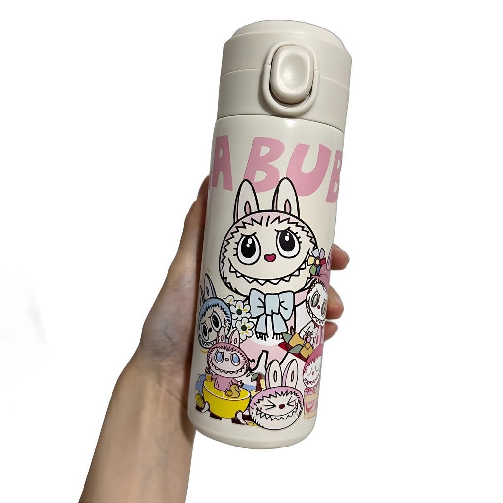 Cartoon Thermos Cup Elastic Buckle Cup 304 Stainless Steel Vacuum Pea Cup Convenient for Home Use