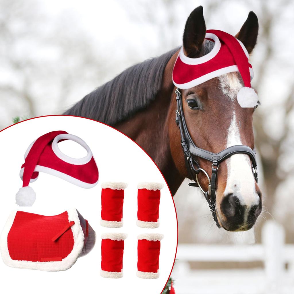 Christmas Suit Pet Horse Leg Guard Horse Hat Saddle Standing Wrap Horse Legs Loose And Comfortable, Suitable For