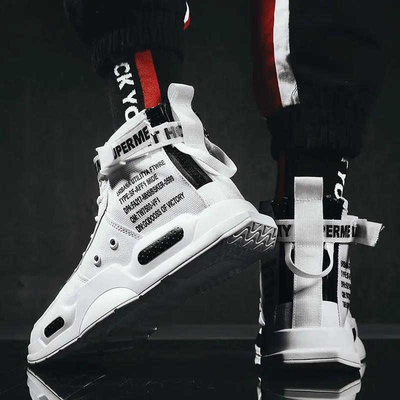 Мужские высокие модные кожаные кроссовки, тренд, горячая распродажа, удобная мужская повседневная обувь, нескользящая дышащая мужская обувь