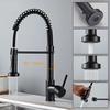 Matte Black Pull Down Kitchen Faucet Chrome Dual Modes Nozzle Hot Cold Water Mixer Crane Tap Brass Spring Kitchen Sink Faucets