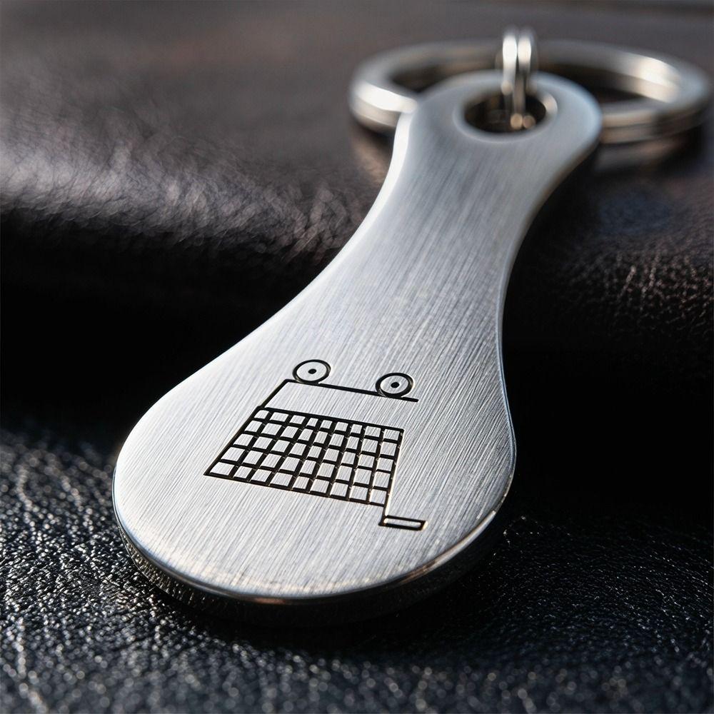 Metal Ring Trolley Key Holder Stainless Steel Supermarket Keyring Shopping Cart Keychain Home