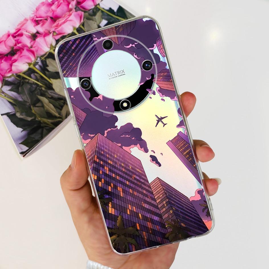 Чехол для Honor X9b 5G ALI-NX1 Популярный Цветок Мягкий Прозрачный Силиконовый TPU Чехол для Honor X9a RMO-NX1 HonorX9 ANY-NX1 Ударопрочный Funda