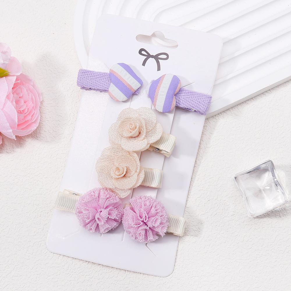 6Pcs/Lot New Solid Flowers Hair Clips for Kids Fabric Plush BB Hairpins Girl Hairgripe Headwear Baby Hair Accessories
