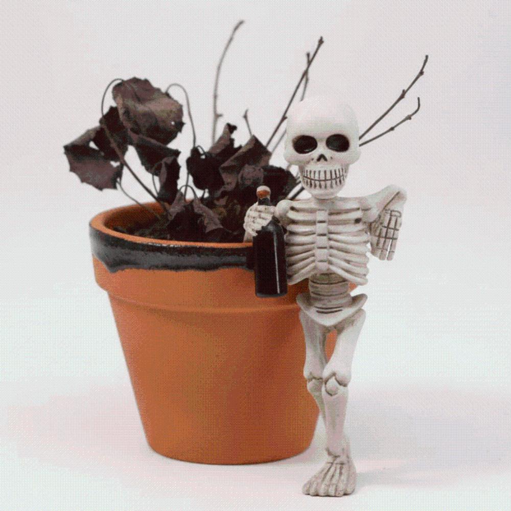 Miniature Miniature Skull Figurine Weatherproof Flowerpot Edge Hanger Halloween Desk Decor