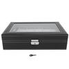 Watch Box 12 Grid PU Leather Black Plain Weave Multi Position Jewelry Display Storage Case