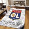 Custom Name Olympique Lyonnais2 Flannel Pattern Square Carpet,Area Rug,Carpet Rug for Living Room Bedroom Sofa Playroom Decor,Non-slip Floor Mat