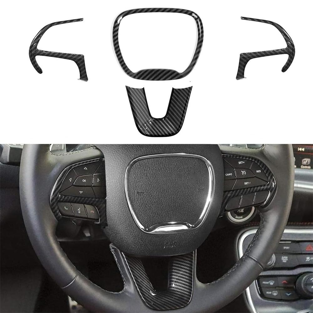Carbon Fiber Look Steering Wheel Cover Trim For Dodge Challenger 15-20