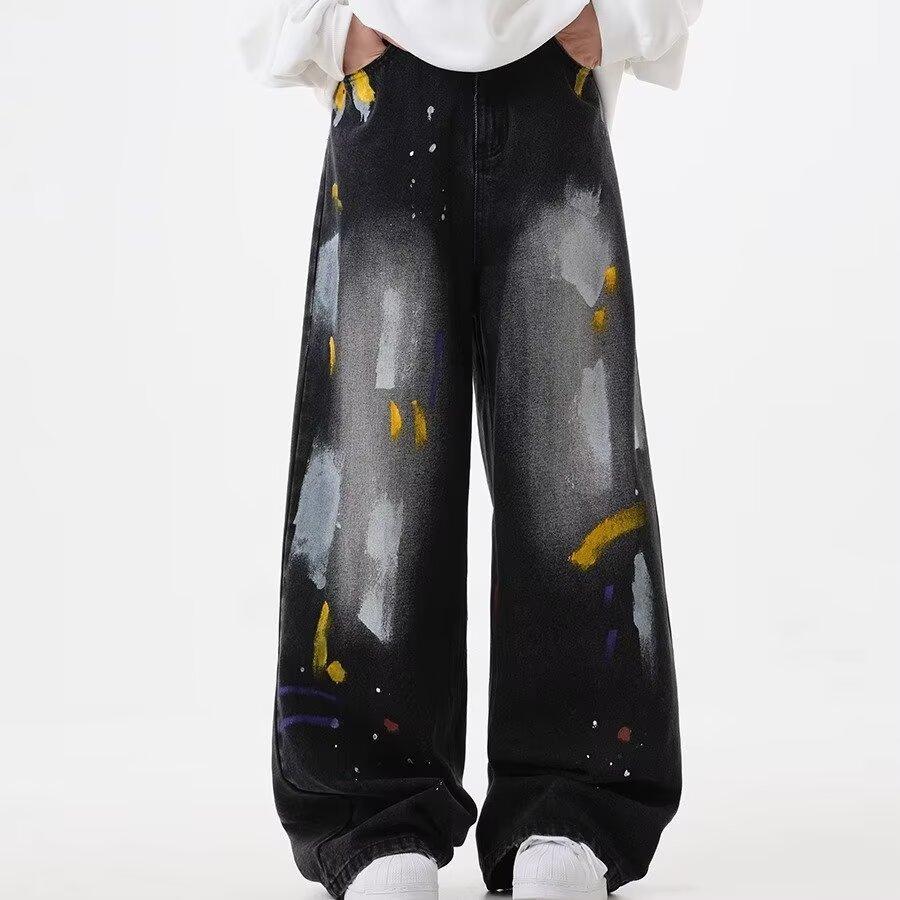 Men'S Jeans Ins Jeans Men'S Ripped Cropped Pants Harajuku Straight Leg Spring Trendy Loose Straight Leg Pants