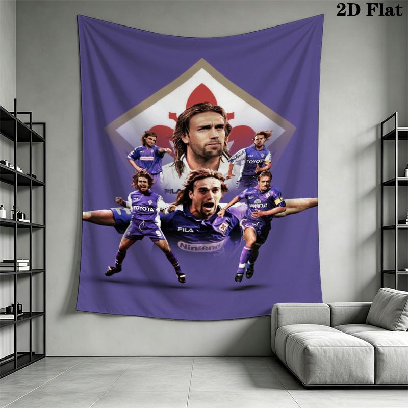 ACF Fiorentina Soccer Team Tapestry, Purple Cloud Team Portrait Wall Hanging, Football Club Wall Tapestry for Bedroom Living Room Fan Decor