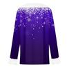 Women's Fashion Long Sleeve Christmas Printed Party Plush Neck V-Neck Top