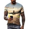 Fashion New 3D Printed Airplane Graphic T Shirts For Men Summer Trend Casual Fun Round Neck Short Sleeve Streetwear Tees Tops