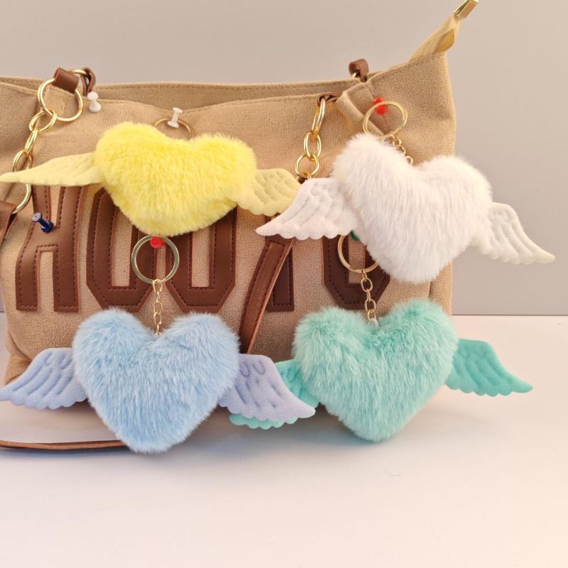 1pc Trendy Love Plush Angel Wings for Women with Cute Charm, Decorative Accessory for Keys, Bags & Backpacks Gift Bag Charm